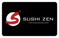sushi zen logo over black background
